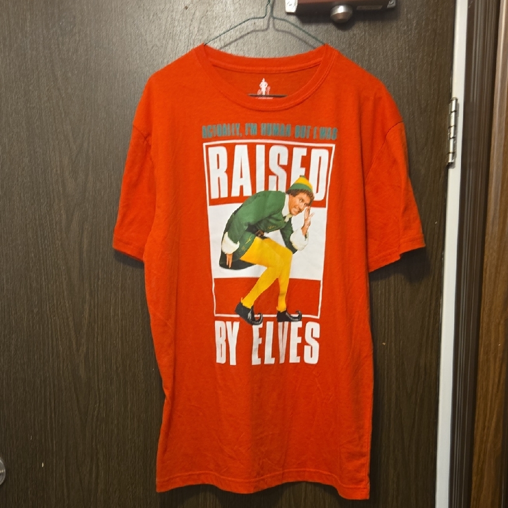Elf Movie "Raised By Elves" Graphic T-Shirt - Size Medium